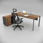 Corner Desk Walnut (with 80cm Bottom Shelf)